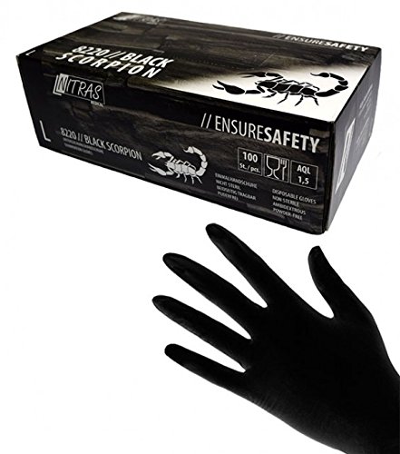 100 Stk. Nitras BLACK SCORPION Latex-Handschuhe SCHWARZ Gr.L Einmalhandschuhe 8220 von Nitras