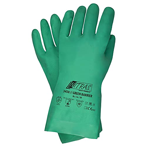 12 Paar Nitras 3450 Green Barrier - Chemikalienhandschuhe aus Nitril - Gr L von Nitras