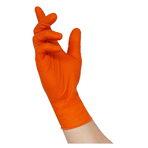 50× Handschuhe Nitras -ToughGrip N- Orange, M von Nitras