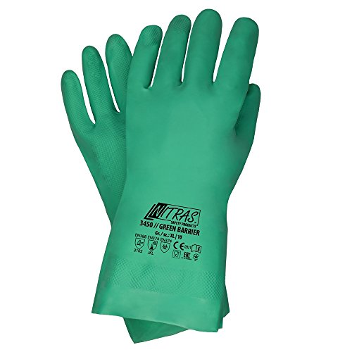 Chemieschutz Handschuhe Nitril grün EN 374-3 Größe 10 - 12 Paar von Nitras