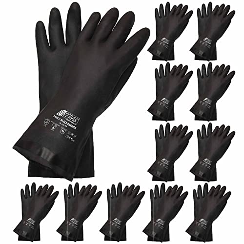 NITRAS Chloroprene-Handschuhe 3460 Black Barrier velourisiert 30 cm - Schutzhandschuh - guter Schutz vor Alkoholen, Säuren, Laugen - 12 Paar (7) von Nitras