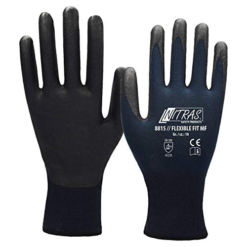 NITRAS Flexible Fit 8815 Strickhandschuhe Arbeitshandschuhe 144 Paar Nitril Handschuhe dunkelblau, Größe:11 von Nitras