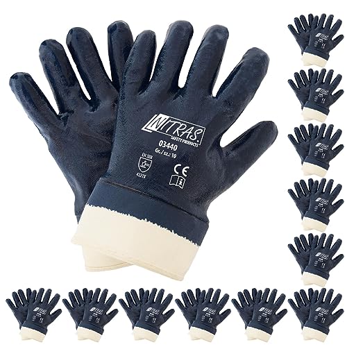 Nitras 03440 Nitrilhandschuhe Arbeitshandschuhe Handschuhe mit Stulpe - 12 Paar, Größe:10 (XL) von Nitras