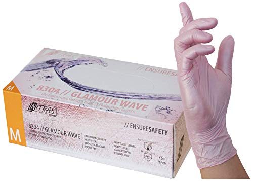 Nitras 8304 GLAMOUR WAVE unsterile, medizinische Nitril-Einmalhandschuhe Farbe rosa-perlmutt, 100 Stück im Spenderkarton, latexfrei & puderfrei, Touchscreen kompatibel (M) Nitras 8304 GLAMOUR WAVE unsterile, medizinische Nitril-Einmalhandschuhe Farbe rosa-perlmutt, 100 Stück im Spenderkarton, latexfrei & puderfrei, Touchscreen kompatibel (M) von Nitras