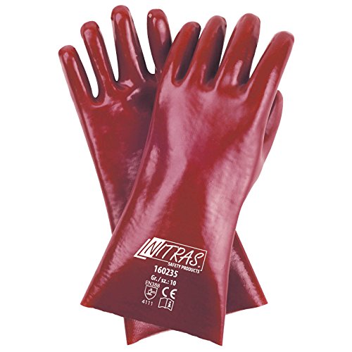 Nitras 12 Paar PVC-Handschuhe 160235 Schutzhandschuhe Handschuhe beschichtet 35 cm - Ideal für Arbeiten in Nass-, Fett- und Ölbereichen, Größe:10 von Nitras