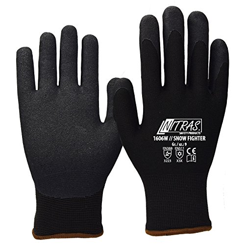 Nitras 12 Paar Snow Fighter Winterhandschuhe 1606W, gesandete Nitrilbeschichtung, Größe:10 (XL) von Nitras