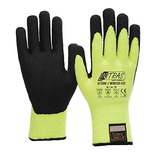 Nitras 12 Paar Winter-Cut Handschuhe TAEKI5 6720W - neon-gelb Latexbeschichtung, Schnittschutz, Kälteschutz, Kontakthitzebeständig, Größe:11 von Nitras