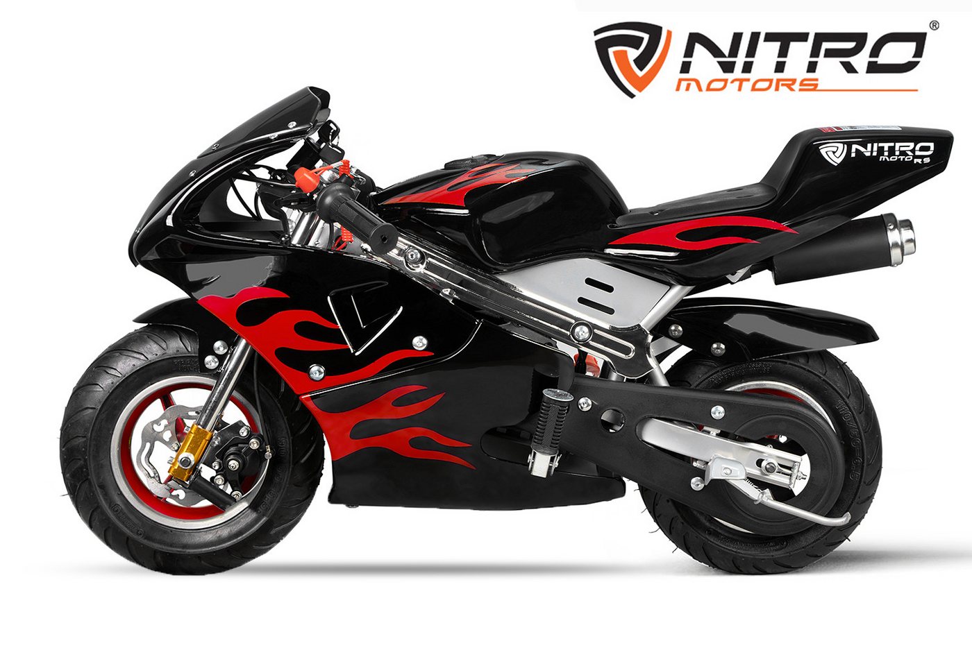 Nitro Motors Dirt-Bike PS77 Pocketbike 49cc 6.5 Zoll Minibike Pocket Rennmotorrad, 1 Gang von Nitro Motors