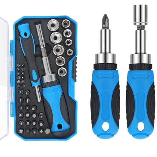 44 in 1 Magnetisches Ratschen-Schraubendreher-Bit-Set, Multi-Schraubendreher-Steckschlüssel-Bit-Set, Haushalts-Handwerkzeug mit Werkzeugkasten, Aufbewahrungskoffer, Reparatur für Laptop, Schalter von Nityunn