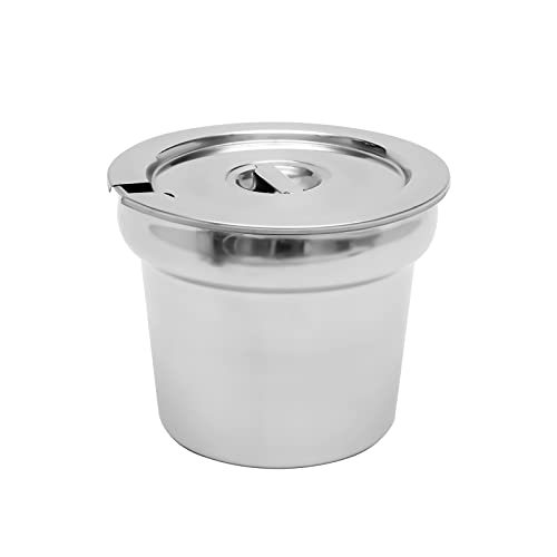 7 Liter Edelstahl Suppentopf, Edelstahl Chafing Dish Behälter, Runder Suppenkessel, Speisenwärmer, Buffet Server Suppentopf Set mit Deckel und Brennstoffhalter für Catering, Buffet von NiuLifeya