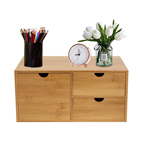 Bambus Schreibtischorganizer mit 3 Schubladen, Holz Schreibtischorganizer, Multifunktionaler Schreibtischorganize Box mit 3 Schubladen und 1 Ablagefach für Büro, Wohnzimmer und Schlafzimmer Bambus Schreibtischorganizer mit 3 Schubladen, Holz Schreibtischorganizer, Multifunktionaler Schreibtischorganize Box mit 3 Schubladen und 1 Ablagefach für Büro, Wohnzimmer und Schlafzimmer von NiuLifeya