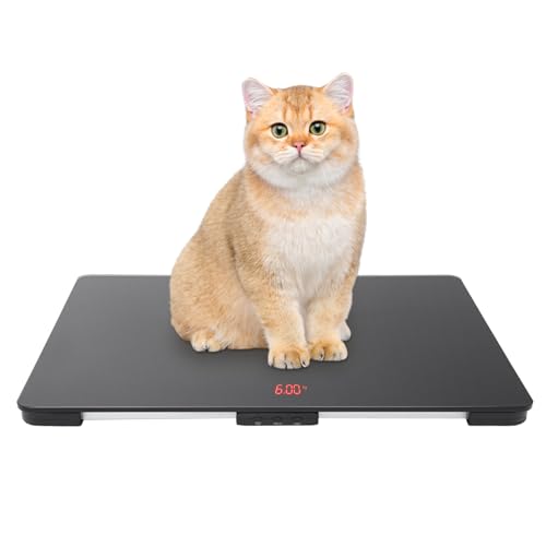 Digitale Haustierwaage, 100 kg Hundewaage mit 3 Wägemodi, Haustierwaage aus Gehärtetem Glas mit LCD Display, Messgenauigkeit Innerhalb Von 10g, Tierarztwaage 65 x 45 cm von NiuLifeya