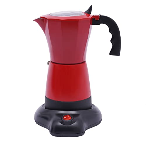 NiuLifeya Elektrische Italienische Kaffeemaschine, 480W Elektrische Espressokanne, 300ml Kaffeekanne, 6 Tassen Mokka Kanne mit Untersatz für den Hausgebrauch, Büros, Cafés (rot) von NiuLifeya