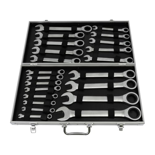 Ratschenschlüsselsatz, 22 Teilig, Ring Ratschenschlüsselsatz, 6–32 mm Werkzeugsatz, Verstellbarer Schlüsselsatz, Ratschenschlüsselsat mit Gabelschlüssel für Autowerkstätten, Schlüsseldienste, Etc Ratschenschlüsselsatz, 22 Teilig, Ring Ratschenschlüsselsatz, 6–32 mm Werkzeugsatz, Verstellbarer Schlüsselsatz, Ratschenschlüsselsat mit Gabelschlüssel für Autowerkstätten, Schlüsseldienste, Etc von NiuLifeya