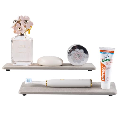 NiuYichee 2 x Badewannen-Waschtisch-Tabletts (30 x 8 cm), Kieselgur Untersetzer, Küchen-Seifenablage, wasserabsorbierender Stein für Handseife, Pflanzen und Kosmetikflaschen im modernen Zuhause von NiuYichee