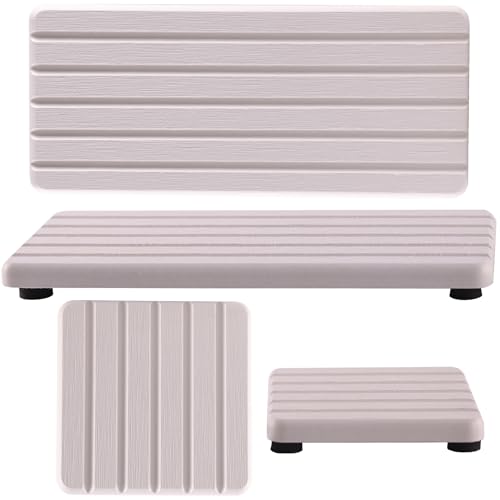 NiuYichee Set mit 4 wasserabsorbierenden Kieselgur-Seifenablagen, Kieselgur-Untersetzer, Seifenhalter, wasserabsorbierende Steinablage für Pflanzen und Toilettenartikel im modernen Zuhause von NiuYichee