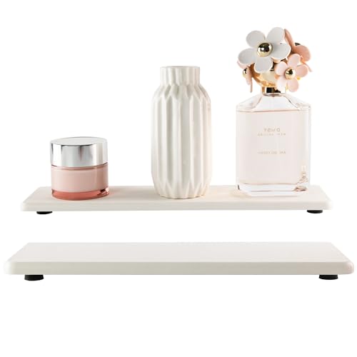 NiuYichee Wasserabsorbierende Steintabletts für Küche/Badezimmer, Seifenschale, Kieselgur-Tablett für Handseife und Kosmetikflaschen im modernen Zuhause, 8 cm B x 30 cm L, Weiß, 2 Stück von NiuYichee