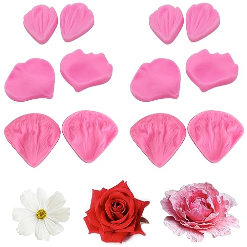 Niuhong 12 Pcs Rose Blütenblatt Fondant Silikonformen Blüten Schokolade Handgemachte Form Blume Mould Tortedeko Floral Silikonform Blume Hortensie Dekorieren Form Flowers Silikon Kuchen Formen Deko von Niuhong