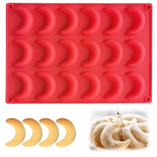 Niuhong 18 Löcher Vanillekipferl Backform Silikon Flexiform Kipferl Schokolade Cake Mould Backblech Antihaft Gebäck Backformen Kekse Brot Backmatte Silikonform Kuchenform Schokoladenform von Niuhong