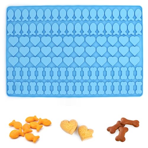 Niuhong 108 Löchern Backmatte Hundekekse Leckerli Hunde Backform Antihaft Hunde Silikonformen Backunterlage Hundeleckerli DIY Backofen Silikonform Snacks Backformen Schokoladenform Pralinenform (blau) von Niuhong