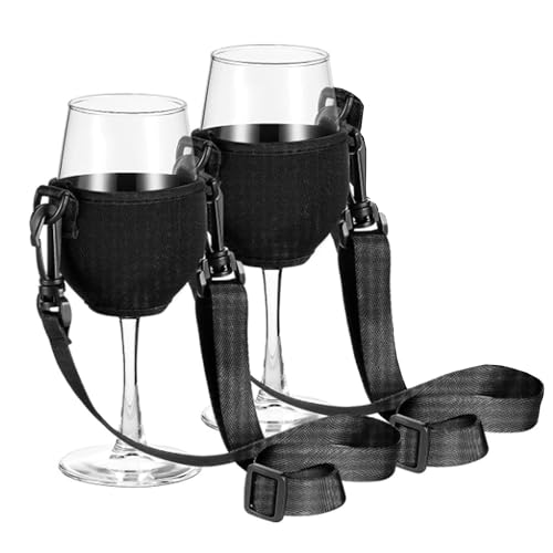 Niuhong 2 Pcs Weinglas Hals Halter Weinglashalter Tragbare Geschenke Becher Umhängebänder Weinliebhaber Weinglasregal Accessoire Mit Hängen Halstrageband Für Party Geburtstag Hochzeit Ausstellung von Niuhong