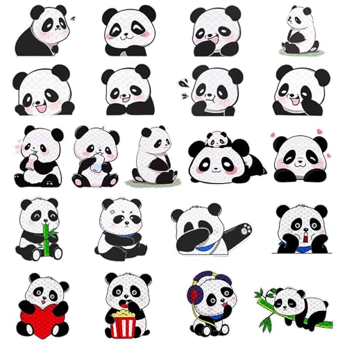 Niuhong 20 Pcs Reflektierende Aufkleber Fahrrad Kinder Reflektoren Sticker Wasserfest Hohe Sichtbarkeit Warnung Niedlich Cartoon Motorrad Roller Helm Auto Scooter Rucksack (Pandas) von Niuhong