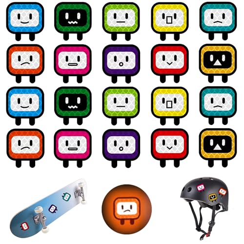 Niuhong 20 Pcs Reflektierende Aufkleber Fahrrad Kinder Reflektoren Sticker Wasserfest Hohe Sichtbarkeit Warnung Niedlich Cartoon Motorrad Roller Helm Auto Scooter Rucksack (Roboter) von Niuhong