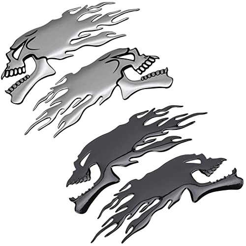 Niuhong 4 Pcs 3D Kraftstofftank Flamme Totenkopf Aufkleber Motorrad Tank Pad Aufkleber Dekorationen Dämon Schädel Universell Tankaufkleber Wasserdicht Motorrad Tankpad Lackschutzfolie Kratzschutz (A) von Niuhong