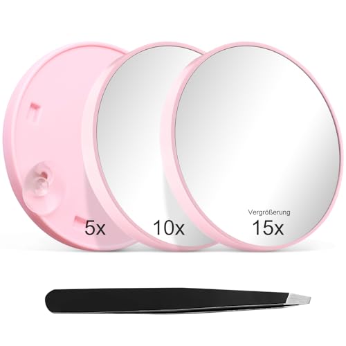 Niuny Kosmetikspiegel mit Vergrößerung 3Stk Vergrößerungsspiegel zum Kleben Reisespiegel Duschspiegel mit Saugnapf und Pinzette rund Kleiner Spiegel 5X 10x 15x Vergrößerung Schminkspiegel (Rosa) Niuny Kosmetikspiegel mit Vergrößerung 3Stk Vergrößerungsspiegel zum Kleben Reisespiegel Duschspiegel mit Saugnapf und Pinzette rund Kleiner Spiegel 5X 10x 15x Vergrößerung Schminkspiegel (Rosa) von Niuny