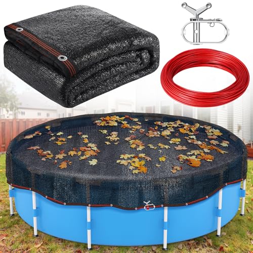 Pool-Laubnetzabdeckung, 4,5 m, rundes Laubnetz für oberirdische Schwimmbäder zum Auffangen von Blättern im Winter, Sicherheitsgitter mit Seilwinde und Kabel, schwarzer Gartenschirm mit Ösen Pool-Laubnetzabdeckung, 4,5 m, rundes Laubnetz für oberirdische Schwimmbäder zum Auffangen von Blättern im Winter, Sicherheitsgitter mit Seilwinde und Kabel, schwarzer Gartenschirm mit Ösen von Niuyhe