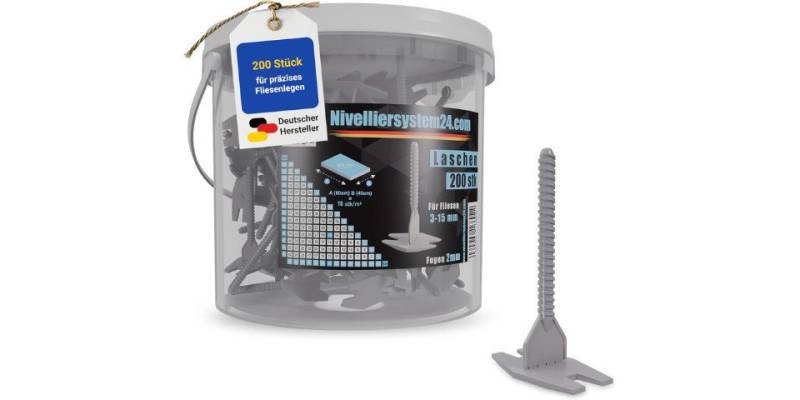 Nivelliersystem24.com Nivelliersystem Nivelliersystem24.com Zuglaschen 2 mm Fugen - Fliesenstärke 3-15 mm (200-St) von Nivelliersystem24.com