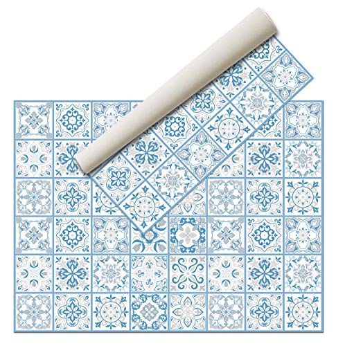 Nivellpublicitari Hydraulischer Vinylteppich (160 x 120 cm, Blau) - Küchenteppich - Badezimmerteppich - Rutschfester Essteppich - Schlafzimmerteppich - Schwamm- PVC-Boden von Nivellpublicitari
