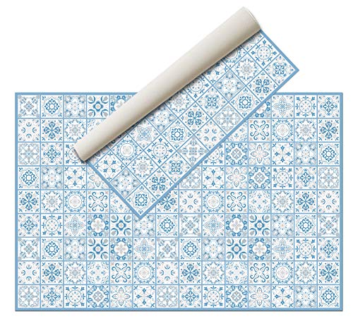Nivellpublicitari Hydraulischer Vinylteppich (300 x 200 cm, Blau) - Küchenteppich - Badezimmerteppich - Rutschfester Essteppich - Schlafzimmerteppich - Schwamm- PVC-Boden von Nivellpublicitari