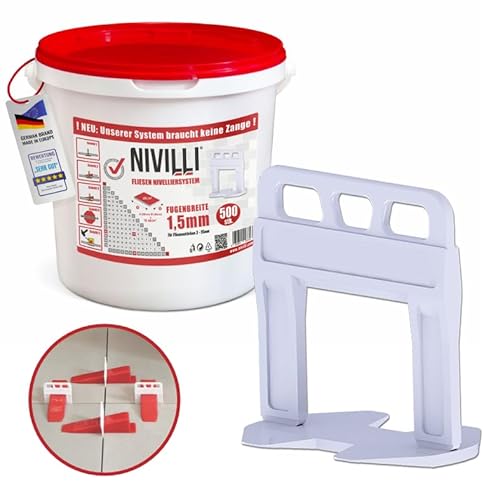 Nivilli KEILY - 500x Laschen. Zangenloses technisch hochwertiges Nivelliersystem. DAS BESTE ZUM GÜNSTIGEN PREIS! (1.5mm Fugenbreite, Materialstärke 3-15mm) von Nivilli