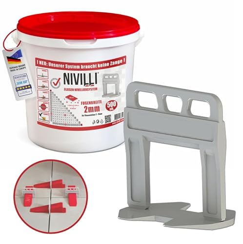 Nivilli KEILY - 500x Laschen. Zangenloses technisch hochwertiges Nivelliersystem. DAS BESTE ZUM GÜNSTIGEN PREIS! (2.0mm Fugenbreite, Materialstärke 3-15mm) von Nivilli