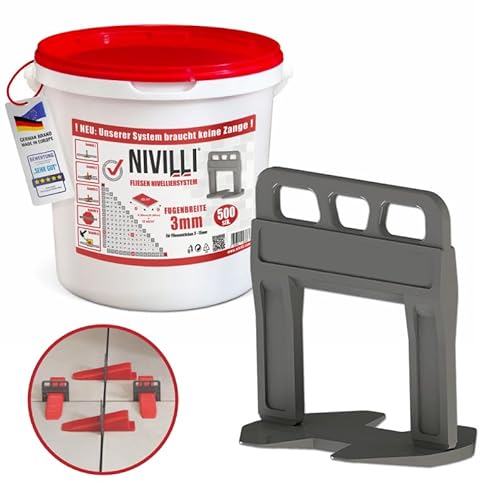 Nivilli KEILY - 500x Laschen. Zangenloses technisch hochwertiges Nivelliersystem. DAS BESTE ZUM GÜNSTIGEN PREIS! (3.0mm Fugenbreite, Materialstärke 3-15mm) von Nivilli