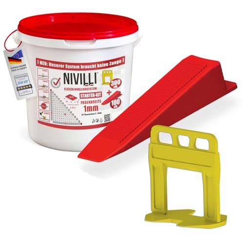 Nivilli KEILY Starter-Set - 300x Laschen + 100x Keile. Zangenloses Profi Nivelliersystem. Verlegehilfe Fliesen. DAS BESTE ZUM GÜNSTIGEN PREIS! 1mm Fugenbreite, Materialstärke 3-15mm Nivilli KEILY Starter-Set - 300x Laschen + 100x Keile. Zangenloses Profi Nivelliersystem. Verlegehilfe Fliesen. DAS BESTE ZUM GÜNSTIGEN PREIS! 1mm Fugenbreite, Materialstärke 3-15mm von Nivilli