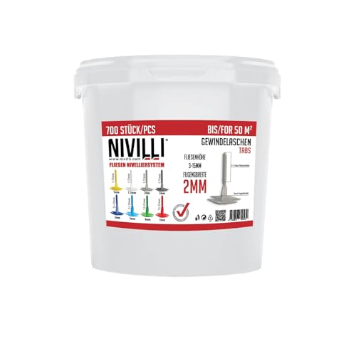 Nivilli SPINNY - 700er BIG PACK - Technisch hochwertiges Nivelliersystem für Fliesen, Outdoor-Platten und Natursteine. DAS BESTE ZUM GÜNSTIGEN PREIS! (2mm Fugenbreite-700 Stück-Materialdicke 3-15mm) von Nivilli
