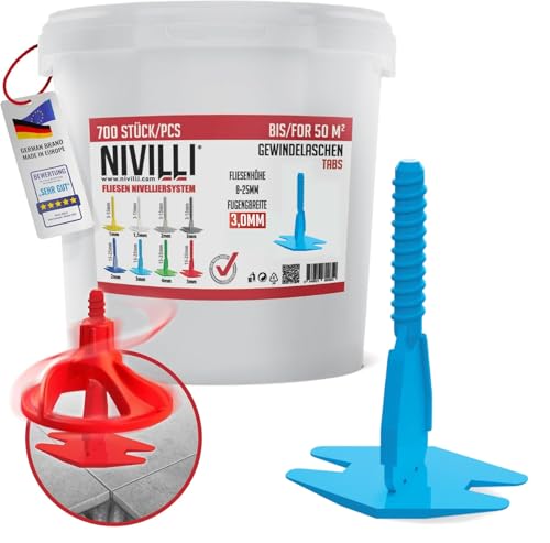 Nivilli SPINNY - ein technisch hochwertiges Nivelliersystem für Fliesen, Outdoor-Platten und Natursteine. DAS BESTE ZUM GÜNSTIGEN PREIS! (3mm Fugenbreiten - 700 St. - Materialdicke 8-25mm) von Nivilli