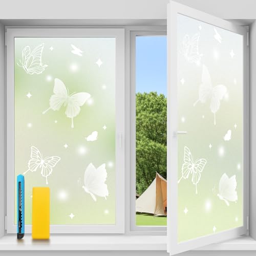 Niviy Fensterfolie Blickdicht Schmetterling Sichtschutzfolie Fenster Selbsthaftend Milchglasfolie Statisch Haftend 90 x 200 cm ohne Klebstoff Folie Sichtschutz Anti-UV für Badezimmer und Familie Niviy Fensterfolie Blickdicht Schmetterling Sichtschutzfolie Fenster Selbsthaftend Milchglasfolie Statisch Haftend 90 x 200 cm ohne Klebstoff Folie Sichtschutz Anti-UV für Badezimmer und Familie von Niviy
