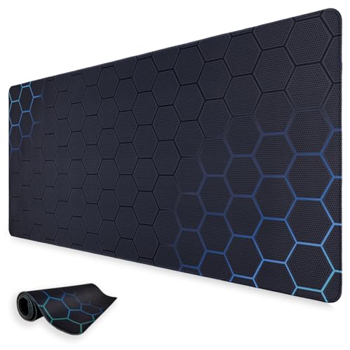 Niviy Gaming mousepad 900x400mm Mauspad mit geometrischem wabenmuster,Wasserdicht Oberfläche Verbessert Präzision und Geschwindigkeit,Rutschfeste Gummibasis Tischunterlage für Büro Zuhause,Blaugrün von Niviy