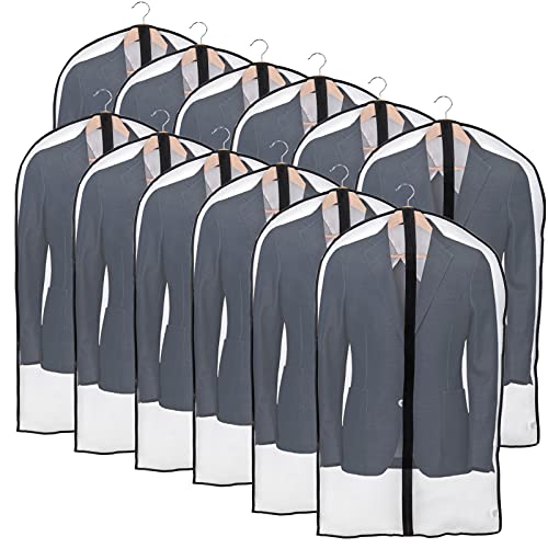 Niviy Kleidersack Anzug 12 Stück Wasserdicht Kleidersäcke,Kleiderhülle Transparent 60x100 cm Atmungsaktiver Stoff, für Anzüge Kleider Mäntel Sakkos Hemden Abendkleider Anzugsack Aufbewahrung Schwarz von Niviy