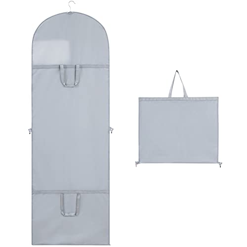 Niviy Kleidersack Lang 180CM Grau Kleidersäcke Brautkleid PEVA Wasserdicht Mit Sichtfenster Faltbar Leicht Zu Tragen,Für Anzüge Mäntel Abendkleider Kann von Hand angehoben werden Anzugsack 1 PCS von Niviy
