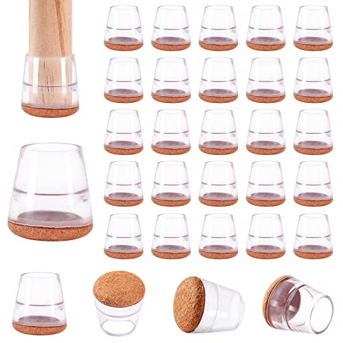 Niviy Stuhlbeinkappen 32 PCS Stuhlschoner Stuhlbeinschoner Rund Silikon Stuhlbeinkappen Transparent Mit Filzauflage Sowie Reduziert Den Ziehlärm,Sind Unauffällig,Schützt Den Boden Vor Kratzern 20MM von Niviy