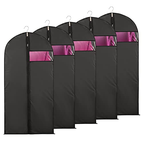 Niviy kleidersack Anzug 5 xReißverschluss Kleidersäcke Schwarz 60X100 CM Atmungsaktiv Wasserdicht Stoff,Für Anzüge Kleider Mäntel Sakkos Hemden Abendkleider Anzugsack Aufbewahrung Premium Kleiderhülle von Niviy