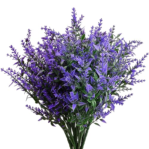 Nivofu 12 Stück Simulation Lavendel, Wetterfeste Balkonpflanzen, Lavendelblüten, Künstliche Kunststoffpflanze, Kunstblumen, Blumen Deko, Kunstpflanzen für Esstisch Balkone Zuhause Büro Fenster Party von Nivofu