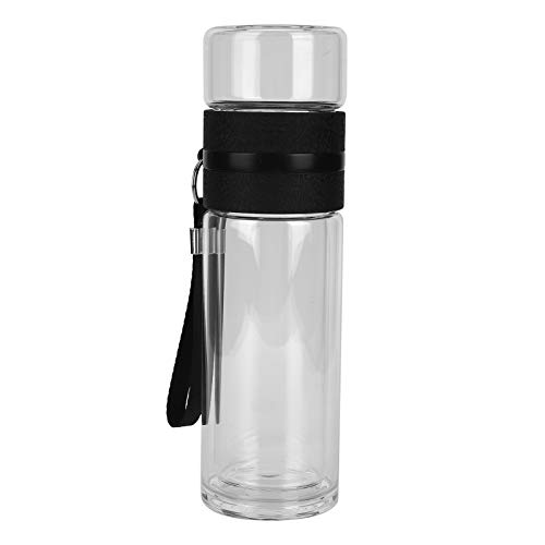 Doppelwandige Flasche, 350 ml Teetrennflasche Doppelwandige Glas-Tee-Infusor-Wasserflasche Home Office-Trinkzubehör von Nivvity