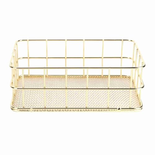 Metall Aufbewahrungskorb Grid Drahtkorb, Goldener Eisen-Aufbewahrungskorb Multifunktionaler Drahtgitter-Desktop-Speicherorganisator für zu Hause(Small) 17 x 12 x 6cm von Nivvity