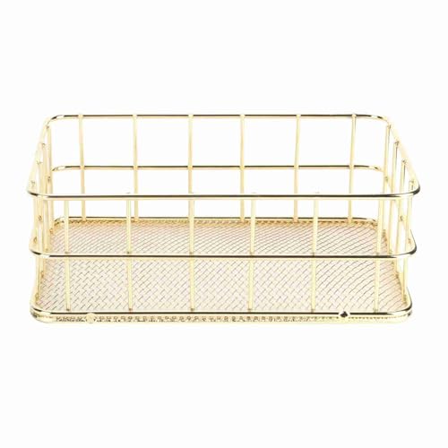 Metall Aufbewahrungskorb Grid Drahtkorb, Goldener Eisen-Aufbewahrungskorb Multifunktionaler Drahtgitter-Desktop-Speicherorganisator für zu Hause(Small) 17 x 12 x 6cm von Nivvity