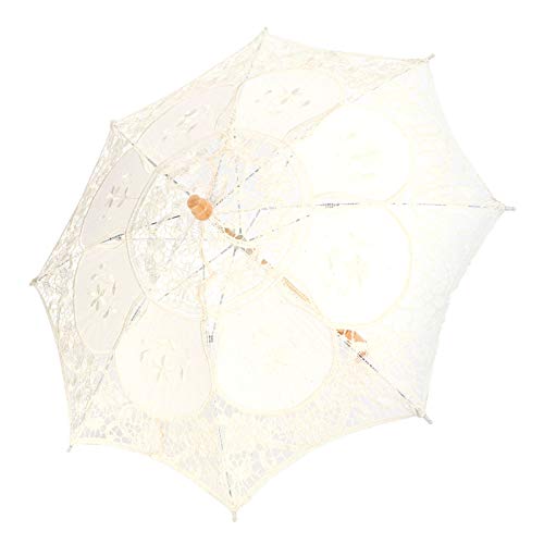 Nivvity Spitze Regenschirm Vintage, Spitze Regenschirm Sonnenschirm Vintage Hochzeit Brautschirm für Foto Kostüm Partyzubehör(44 * 6 * 6-Beige) von Nivvity